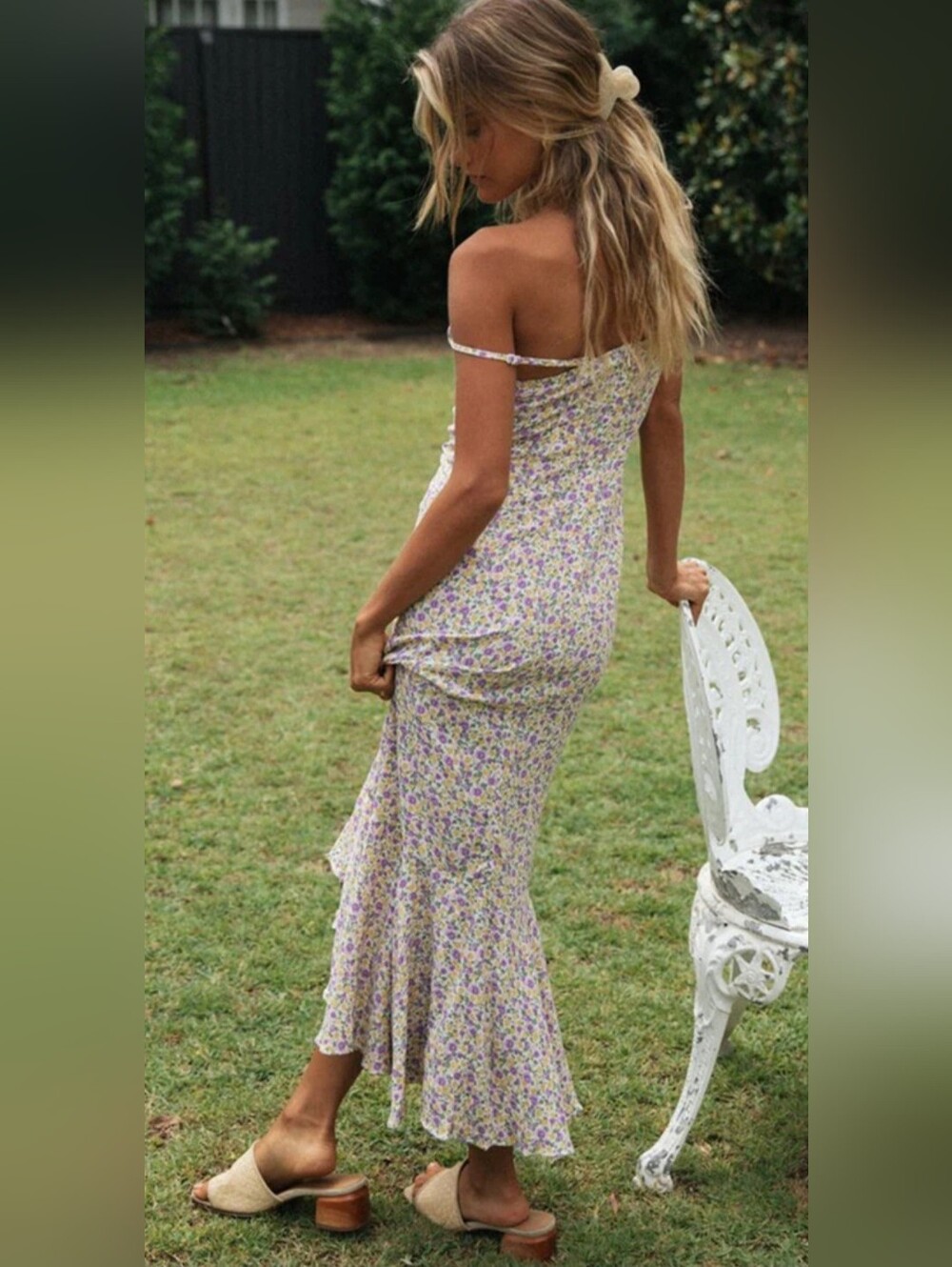 CUPSHE NWT Floral Ruched Midi Dress | Size XL | Cottagecore Garden Party - Picture 11 of 12